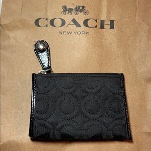 Coach Signature Black Card Holder Wallet